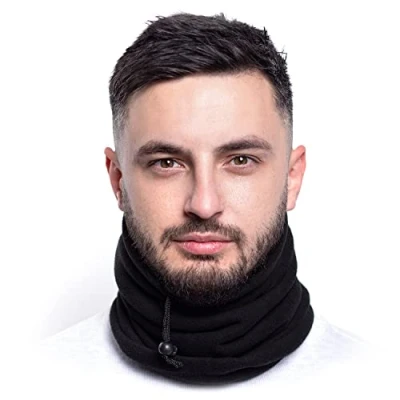 Afbeelding van ...KARL LOVEN Halsdoek voor heren en dames, uniseks, fleece, nekwarmer, neuskraag, winter, masker, sjaal, warm, dik, skiën, fietsen, motorfiets, sport, muts, sneeuw, winddicht, elastisch, Zwart, one size