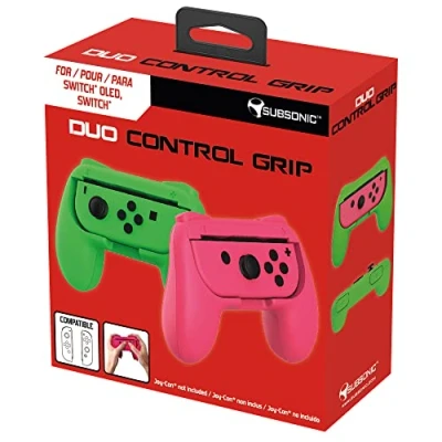 Afbeelding van Subsonic Grips manette pour Joy Cons Nintendo Switch Pack de 2 poignées confort vert et rose