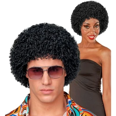 Afbeelding van Widmann Kroeskop Soul Zanger Pruik Zwart Carnavalskleding Verkleedkleding
