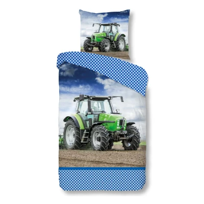 Afbeelding van Good Morning Kinderdekbedovertrek &quot;tractor&quot; Groen (135x200 cm) Katoen