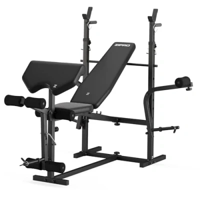 Afbeelding van Zipro® Ripped Multifunctionele opklapbare halterbank met Haltersteun, Leg press, Vlinder en arm beencurl Buikspierbank Fitness Workout bank Verstelbare trainingsbank als schuine