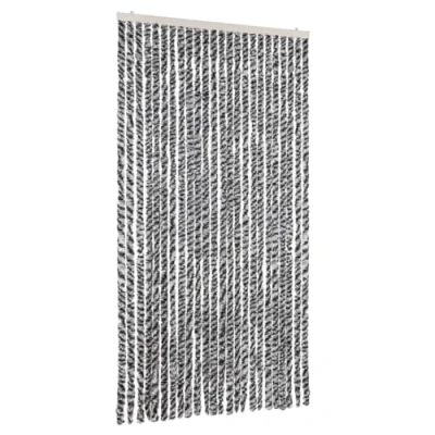 Afbeelding van Vliegengordijn 100x230 cm chenille grijs en zwart wit