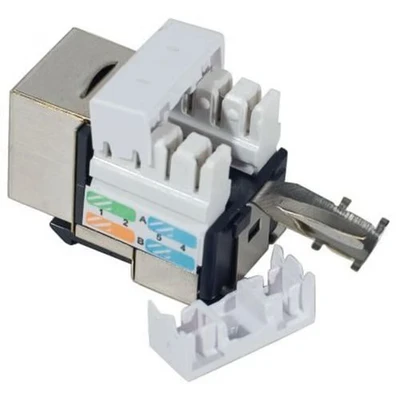 Afbeelding van Tecline RJ45 connector, Cat 5e, kort keystone formaat, zwart Voor installatie in moduledragers (Keystone module), Netwerk accessoires