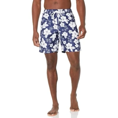 Image de Amazon Essentials Short de Bain 23cm avec Doublure en Maille, Poches, Fermeture à Cordon Homme, Bleu, L