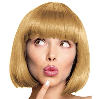 Afbeelding van Balinco pruik met franjes, vierkant, klassiek, boycut bob, kort haar pruik, voor carnaval en themafeest, 13 kleuren