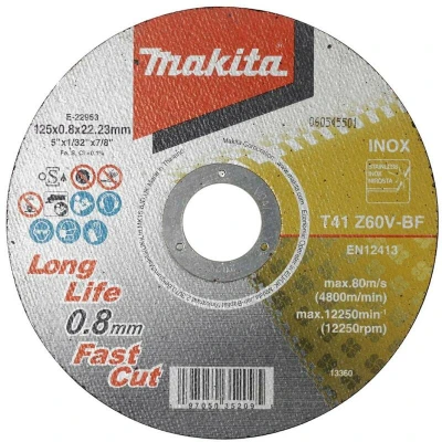Afbeelding van MAKITA E 22953 doorslijpschijf metaal inox 125 x 22,23 0,8 mm, Z60V