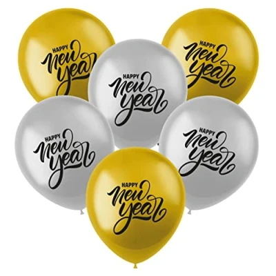 Afbeelding van Folat Ballonnen Happy New Year (6 stuks)