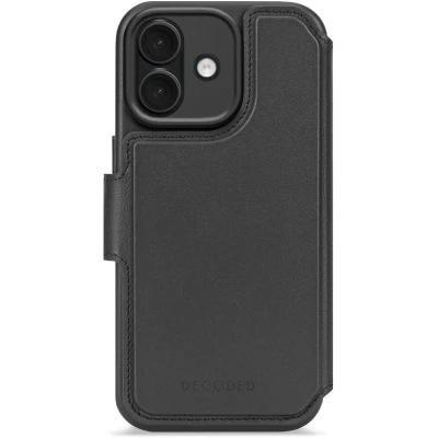 Afbeelding van DECODED 2 in 1 Leren Detachable Wallet Hoesje Geschikt voor iPhone 17 Magnetisch Afneembaar met Pasjeshouder Premium ECCO Leer MagSafe Zwart