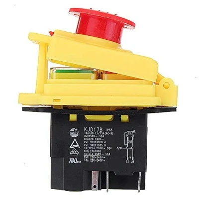 Afbeelding van KEDU Waterdichte elektromagnetische drukknopschakelaars KJD17B 220V 2HP 5Pins met Noodstop Cover
