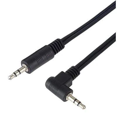 Afbeelding van PremiumCord 1,5 m aansluitkabel, 3,5 mm overbruggingsstekker, 90 stereo jackstekker, aux audio verbindingskabel voor tv, mobiele telefoons, MP3, hifi, beschermd, kleur: zwart