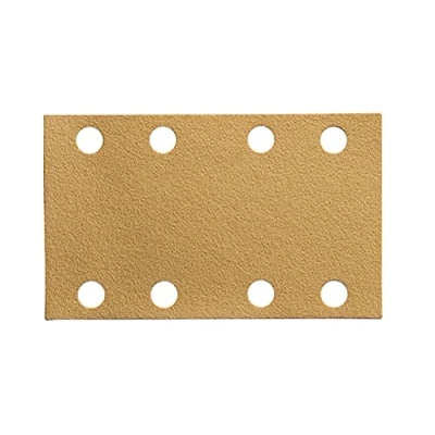 Image de Mirka Gold Papier abrasif universel 81x133mm Velcro 8 trous/grain P120, 50 pces/Pour poncer le plâtre, l&#039;enduit, les panneaux de particules, bois, la peinture