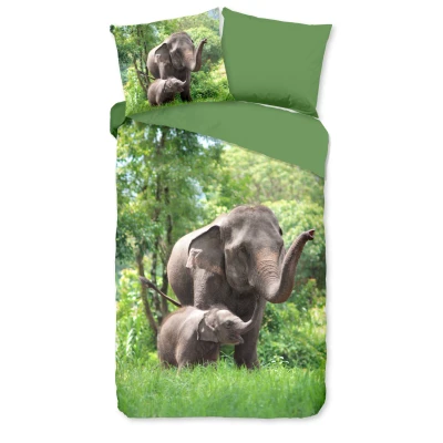 Afbeelding van Good Morning Kinderdekbedovertrek &quot;olifant&quot; Groen (140x200/220 cm) Katoen