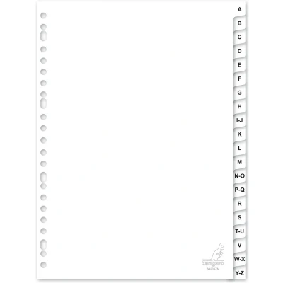 Afbeelding van Kangaro tabbladen A4 PP 120 micron wit 23 gaats 20 delig letters A Z W420AZM