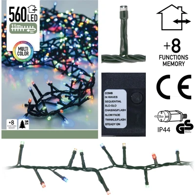 Afbeelding van Micro Cluster 560 LED&#039;s 11 meter multicolor 8 functies + geheugen