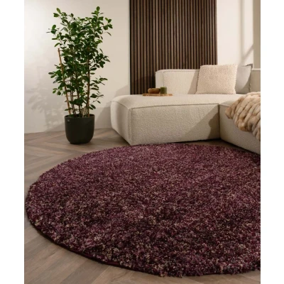 Afbeelding van Rond Hoogpolig Vloerkleed Blend Paars/grijs 80 Cm