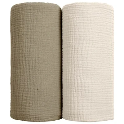 Image de lulumoon bébé Couvertures d&#039;Emmaillotage Couverture d&#039;emmaillotement en Coton de réception Douce pour Neutre 2Pack (Olivie)