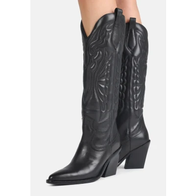 Afbeelding van Bronx NEW KOLE Cowboy/Bikerlaarzen, Dames, Maat: 36, Black Leer