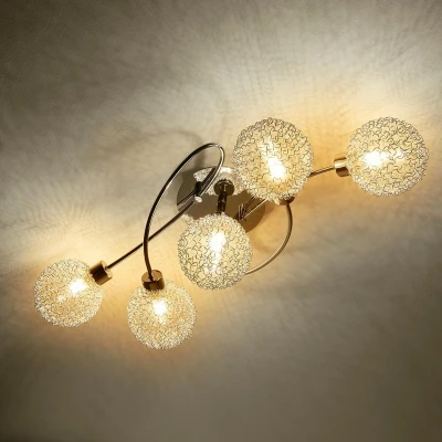 Afbeelding van Lindby plafondlamp 5lichts metaal, glas H: 30 cm G9 zilver, chroom