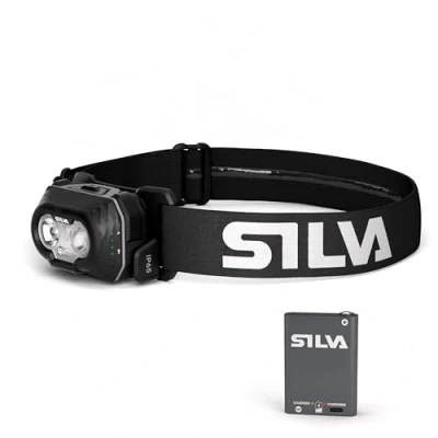 Afbeelding van Silva Op batterijen werkende hoofdlamp, USB C oplaadbaar, ontdek hybride, 500 lumen, 3 helderheidsniveaus, witte, rode en oranje leds, batterij indicator, hoofdlamp