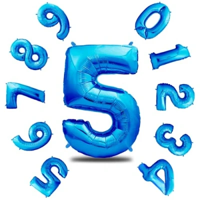 Afbeelding van envami ballon verjaardag 5 jaar blauw 101 cm cijferballon decoratieve verjaardagsset voor jongens Happy Birthday decoratie vliegt dankzij helium nr.