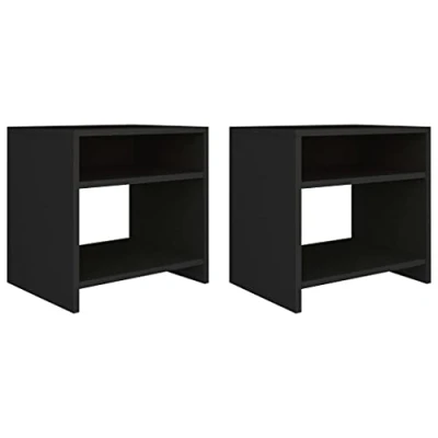 Image de vidaXL Tables de chevet 2 pcs Noir 40 x 30 cm Aggloméré848515