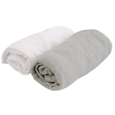 Image de Doux nid lot 2 draps housses jersey blanc et gris perle 60 x 120 cm
