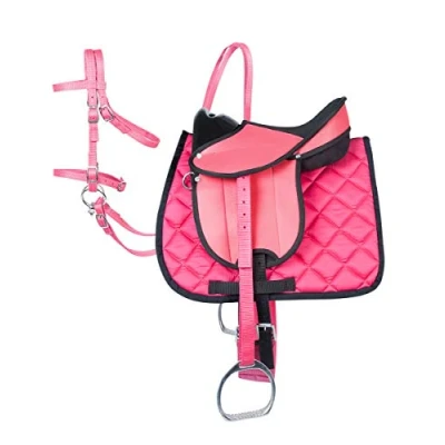 Afbeelding van Pfiff 102291 Shetty en paarden zadelset, hout, complete set, roze