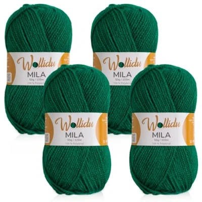 Afbeelding van Wollidu Mila breigaren 4 x 50 g 133 m 100% polyacryl grasgroen