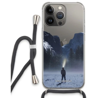 Afbeelding van Case Company® hoesje met Koord geschikt voor iPhone 13 Pro Wanderlust Telefoonhoesje Zwart Extra Bescherming aan alle Kanten en Over de Schermrand