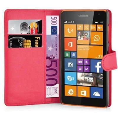 Afbeelding van Cadorabo Hoesje geschikt voor Nokia Lumia 535 in KARMIJN ROOD Beschermhoes met magnetische sluiting, standfunctie en kaartvakje Book Case Cover Etui