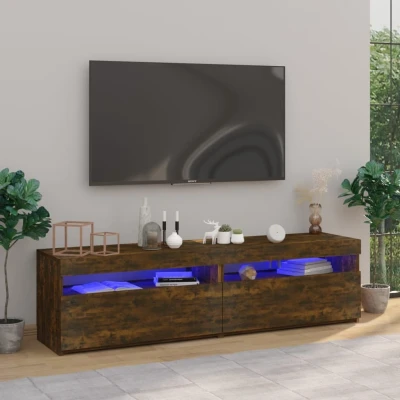 Afbeelding van Tv meubelen met LED verlichting 2 st 75x35x40 cm gerookt eiken