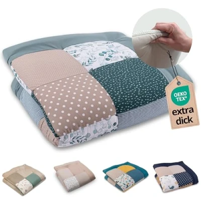 Afbeelding van ULLENBOOM Kruipmat voor baby&#039;s, 100 x cm, 100% Öko Tex materialen, gemaakt in de EU, dik en zacht, gevoerd, eucalyptus, ideaal als babydeken, boxmat deken