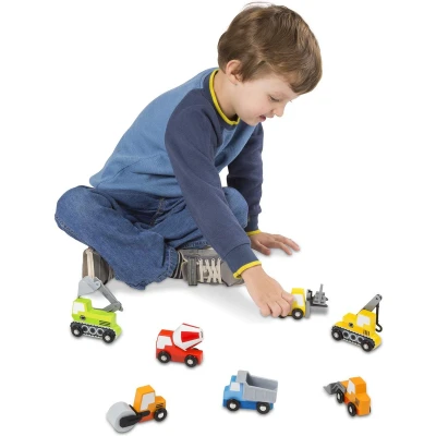 Afbeelding van Melissa &amp; Doug houten werkvoertuigen met opbergdoos (8 delig)