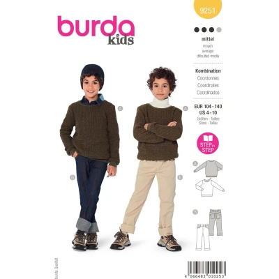 Afbeelding van 9251 Burda Naaipatroon Kledingcombinatie broek en trui