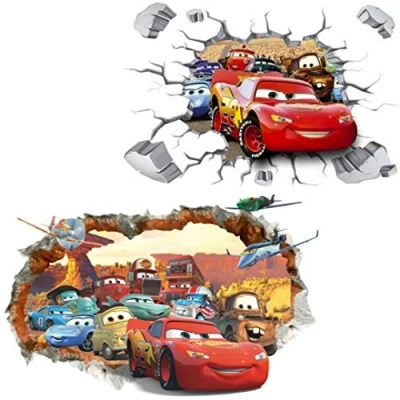 Afbeelding van Kibi 2 stuks Muurstickers Cars 3 Disney Muursticker Kinderkamer Baby Decoratie Gepersonaliseerde Verwijderbaar