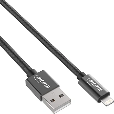 Afbeelding van InLine Lightning naar USB kabel zwart 1 meter