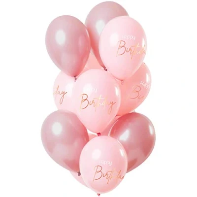 Afbeelding van Folat Ballonnen Elegant Lush Blush Happy Birthday 30 cm 12 stuks