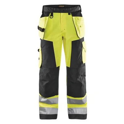 Image de Pantalon artisan haute visibilité jaune/noir, avec poche téléphone
