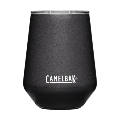 Afbeelding van CamelBak Wijnbeker 350 ml Thermosbeker Dubbelwandig Isolerend RVS Antislip Siliconen Bodem Losse dop (3 standen) Zwart