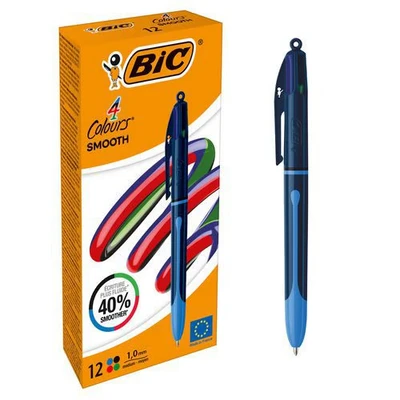 Afbeelding van Bic, zz3_ARCHIV_Pen_to_pen, Vierkleuren biros 4 kleuren glad (Blauw, 12 x)
