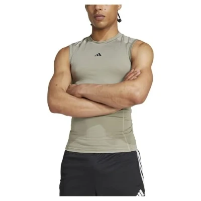 Afbeelding van adidas Performance Techfit Sleeveless Top, Heren, Maat: XXL, Silver pebble