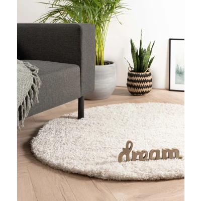 Afbeelding van Rond Hoogpolig Vloerkleed Cozy Shaggy Wit 120 Cm