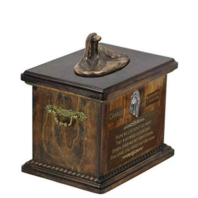Afbeelding van Afghaanse Hound urn hond met beeldje gepersonaliseerde voor hondenas