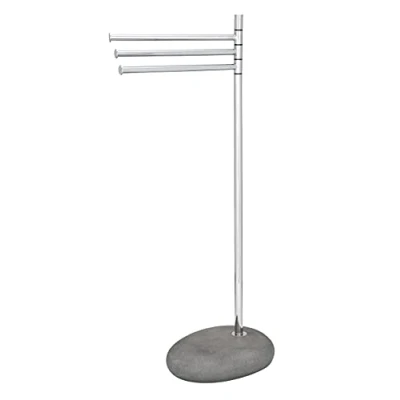 Afbeelding van WENKO Handdoekhouder op voet, &quot;steen&quot;, Pebble Stone grijs, 38 x 84 23 cm