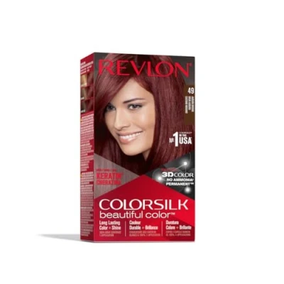 Afbeelding van Revlon ColorSilk Permanente haarverf, knutselen, thuis, zonder ammoniak en verrijkt met keratine, 49 mahoniebruin