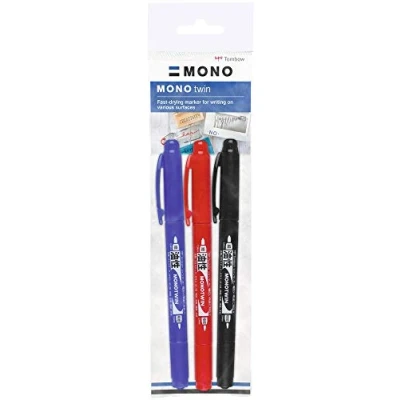 Afbeelding van Tombow MONO markeerstift 3 stuk(s) Zwart, Blauw, Rood