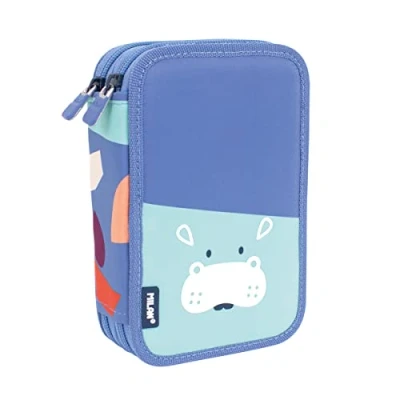 Afbeelding van MILAN® Etui met 2 verdiepingen speciale inhoud Fun Animals blauw