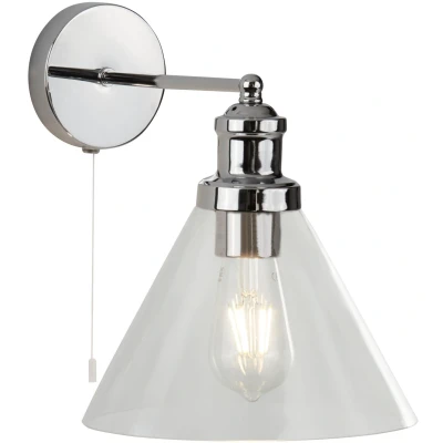 Afbeelding van Searchlight Pyramid Wandverlichting Met Trekschakelaar 19 X 25 Cm Chroom