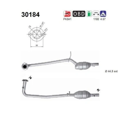 Afbeelding van AS 30184 Katalysator 1180mm DACIA: Logan I MCV
