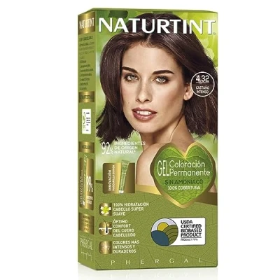 Afbeelding van NATURTINT Biobased, Ammoniakvrije kleuring, 4,32 Intensieve Kastanje, 100% dekking van wit haar, plantaardige ingrediënten, natuurlijke en langdurige kleur, 170 ml..